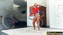 Hula-hoop queen takes enormous shaft up her plump ass