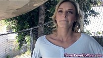 Jizz faced real teen blows and fucks for dollars in public pov